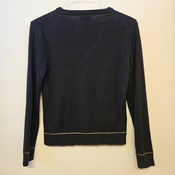 Polo Jeans Co. Ralph Lauren Black Sweater Size M V Neck Pull Over Preppy - Picture 3 of 8